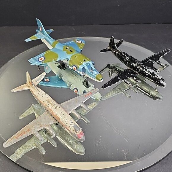 Dinky Diecast Airplanes For Parts Or Repair Lot Of 3pcs Harrier England UK - Picture 1 of 15